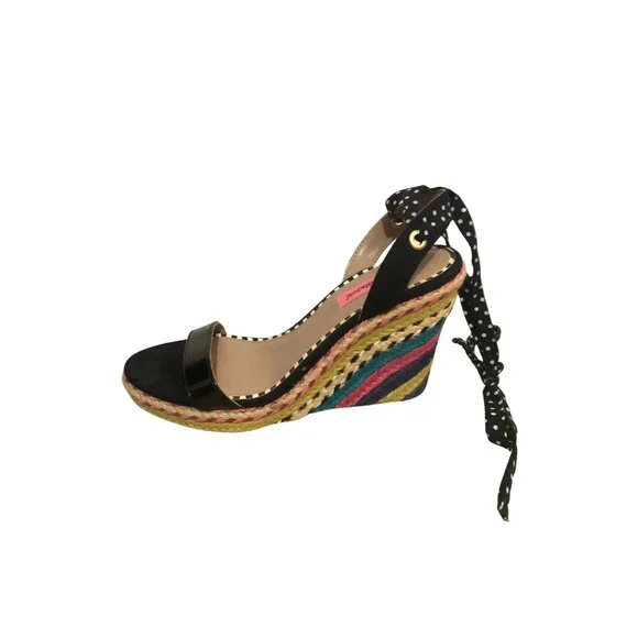 Betsey Johnson Pima Espadrille Polka Dot Rainbow wedge sandals size 8 - Picture 5 of 11